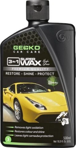Gecko Polijstmiddel 3 In 1 + Carnuba Fles 500 Ml.